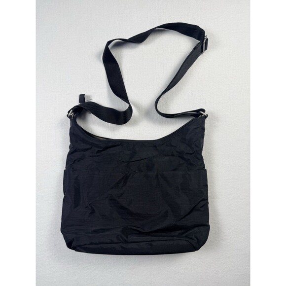 Baggalini Crinkle Nylon Crossbody Bag Black Adjustable Strap - Picture 6 of 6